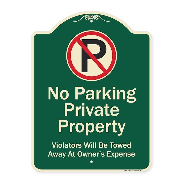 Designer Series-Private Property Violators Towed Away At Owner Expense With No, 24" H, G-1824-9913